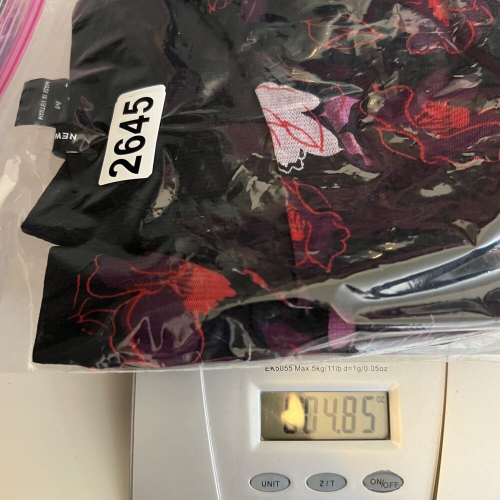 VTG New York & Co Top Womens‎ Medium Black Floral Mesh Babydoll Fairy Y2K Gothic - Picture 10 of 10